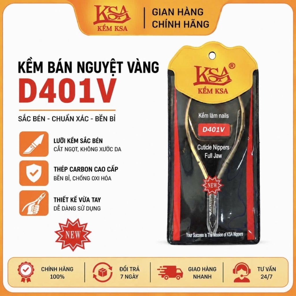 Kềm Cắt Da KSA D401V Bán Nguyệt Mạ Vàng Thép C45