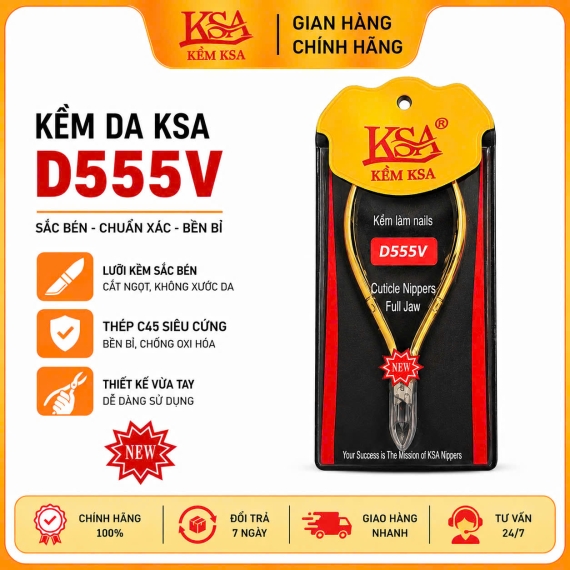KỀM CẮT DA KSA THÉP CARBON D555V MẠ VÀNG - 2 MANG VUÔNG
